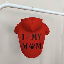 Hunde-/Katzen-Pullover für den Herbst, LIEBE MAMA Herzmuster, warmer und atmungsaktiver Hoodie-Pullover für kleine bis mittelgroße Hunde