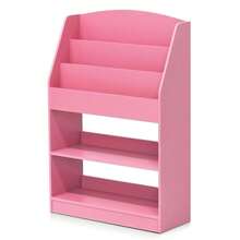 Lova Magazine & Multi-Level Bookshelf With Ample Storage, Modern Space-Saving Design, Bookshelves For Educational Space, Efficient Storage Solution, Room Organizer, Pink/Light Blue - Pink - View 2