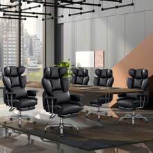 Actflame Premium Ergonomic Office Chair For Large & Tall Individuals - Executive Style High-Back Leather Computer Chair, Featuring Lumbar Support & Integrated Footrest - Perfect For Spacious Homes & Offices - Black - View 3