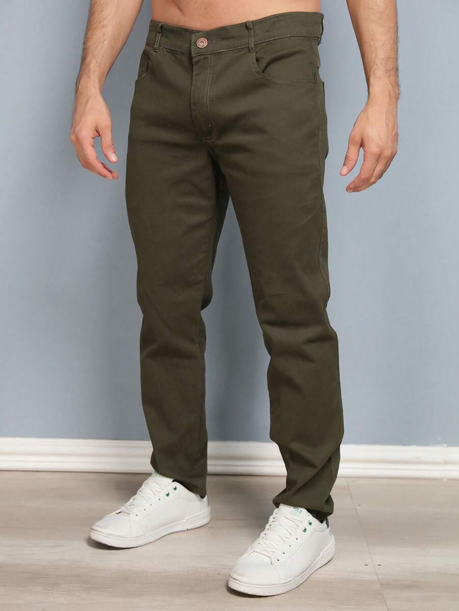 Estone Men's Skinny Jeans With Elastane - 軍綠色 - 查看 1