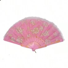 DOCENA DE ABANICO DE PLASTICO CON BRILLO/ CON ABERTURA MX DE 41 - Multicolor - Ver 2