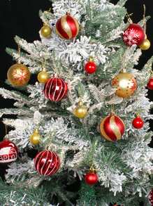 Juego de caja de regalo de bolas de adorno navideño, bolas de Navidad pintadas de forma creativa, decoración colgante para fiestas y árboles de Navidad, decoración de cumpleaños y del hogar, decoraciones navideñas, decoración de habitación de invierno - Multicolor - Ver 5