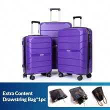 TRIPCOMP Travelhouse 行李箱 3 件套行李箱带万向轮 TSA 锁 PP 行李箱硬壳手提箱 20 英寸 24 英寸 28 英寸 男女通用