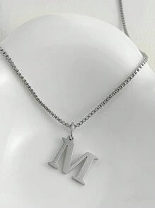 Magic Fish 1pc Classic 26 Alphabet Letter Necklace A-Z Initial Pendant Necklace Stainless Steel Jewelry Gift, Suitable For Daily Wear