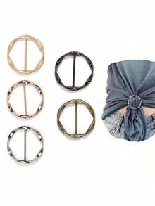 10 chiếc kẹp khăn lụa sang trọng - Khóa kim loại tròn thời trang, kẹp cà vạt áo phông cho phụ nữ, giá đỡ quấn quần áo, dễ sử dụng, phụ kiện thời trang - Nhiều màu - Xem 2