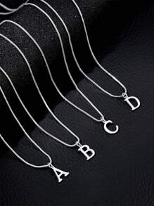 Magic Fish 1pc Classic 26 Alphabet Letter Necklace A-Z Initial Pendant Necklace Stainless Steel Jewelry Gift, Suitable For Daily Wear