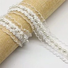 1pc Ruffled Elastic Pearl Lace Trim, DIY Fabric Arts Clothing, Skirt Hem, Home Textile, Apparel Sewing Accessory - Multicolor - View 11