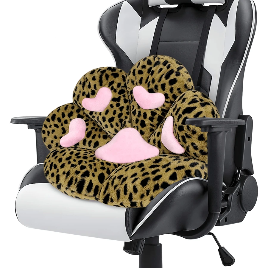 Ultra-Soft Cat Paw Floor Cushion Chair - Compact Lounge Seat For Gamers And Home Office - Cozy 28x24 Inch Plush Pillow For Dorm Or Apartment - 豹 - 查看 1