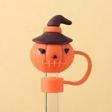 1/8 件卡通形硅胶吸管杯盖，可重复使用吸管盖，密封防尘饮用吸管盖，防溅吸管可爱盖配件家居房间装饰万圣节派对