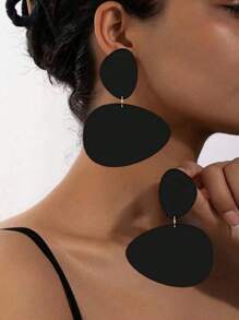 Dellgoo 1pair Exaggerated Solid Black Earrings For Women - Black - View 1