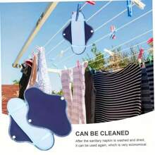 8 件装可重复使用卫生巾套装 - 柔软蓝色摇粒绒，防水、可洗、透气，日常舒适 - 经期护理和卫生保健的每月必需品