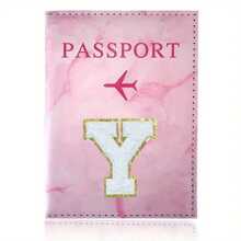 Chic Personalized Passport Holder For Women & Teens - Initial PU Leather Wallet With 26 Letter Patches, Stylish Travel Card Case, Perfect Unique Gift For Her, Enhance Your Jetset Style Travel Essentials School Back To School School Supplies Holiday Holiday Essentials Vacation Accessories Passport Cover - Dusty Pink - View 26