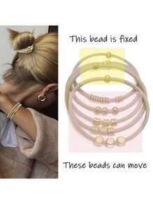 Bộ 5 chiếc dây buộc tóc kiểu Boho màu vàng hoe cho nữ, phụ kiện tóc dễ thương cho bé gái, dây buộc tóc co giãn cho tóc dày, mỏng, xoăn, dây buộc tóc đính hạt vàng, quà tặng, phụ kiện cài tóc vàng, dây chun buộc tóc, dây chun cài tóc, phụ kiện tóc co giãn. - Nhiều màu - Xem 6