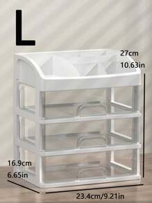 1pc Makeup Organizer Box Dust-Proof Drawer-Type Cosmetic Storage Box With Compartments For Toiletries, Lipsticks, Facial Masks, Brushes, Combs, Etc. Suitable For Bathroom Or Dressing Table. Also Ideal For Storing Remotes, Toothpicks, Cables, Phone Cases, Etc. In Living Room, Bedroom, Bedside, Etc.