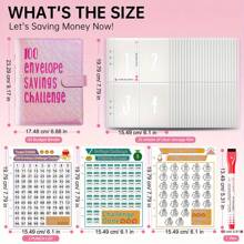 省钱活页夹 100 个口袋预编号、A5 省钱挑战书、100 个省钱挑战信封、省钱预算活页夹（带现金信封）、省下 5050 美元的激励过程 - A5 - 查看 4