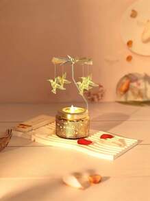 1个豪华优雅旋转金属烛台，含香薰蜡烛，送给女性、女友、姐妹、朋友的礼物，适合生日、婚礼、圣诞节、感恩节、周年纪念日、家居装饰、圣诞装饰、圣诞礼物 - 彩色 - 查看 7