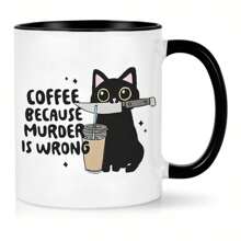 Delícia Reutilizável' - Café Porque Está Errado" - Caneca de Café Cerâmica de 325ml com Design de Gato, Reutilizável e Lavável na Máquina de Lavar Louça, Presente Perfeito para Amigos, Família e Entes Queridos de Volta às Aulas