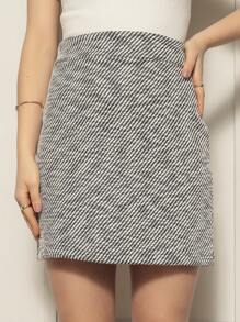 Women's S. Tweed Double Skirt - 淺灰色 - 查看 2