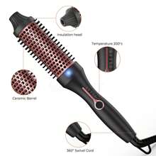 UKLISS Multi-Function Roller Brush Hot Air Brush Inward Curling Volumizing Straightening & Curling 2-In-1 Hair Styler - UK Plug(220-240V) - View 2