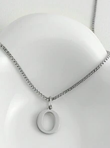 Magic Fish 1pc Classic 26 Alphabet Letter Necklace A-Z Initial Pendant Necklace Stainless Steel Jewelry Gift, Suitable For Daily Wear