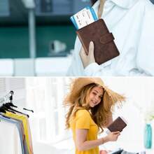 1pc Customized Name Passport Holder For Travel Essentials, Passport Wallet Cover Case For Travel Must Haves Accessories,Passport Book Holders For Women And Men - Coffee Brown - View 3