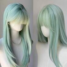 24Inch Elegant Mint Mambo Cream Green Long Straight Wig, Suitable For Halloween, Cosplay, Fun, Theme Party, Daily Use Or Any Other Occasions Use - Multicolor - View 5