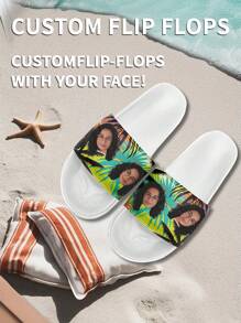 Custom-Printed 3D Slip-Resistant, Anti-Wear, Lightweight Strap Slide Sandals For Men And Couples, Suitable For Indoor/Outdoor And Garden Wear - White - View 5