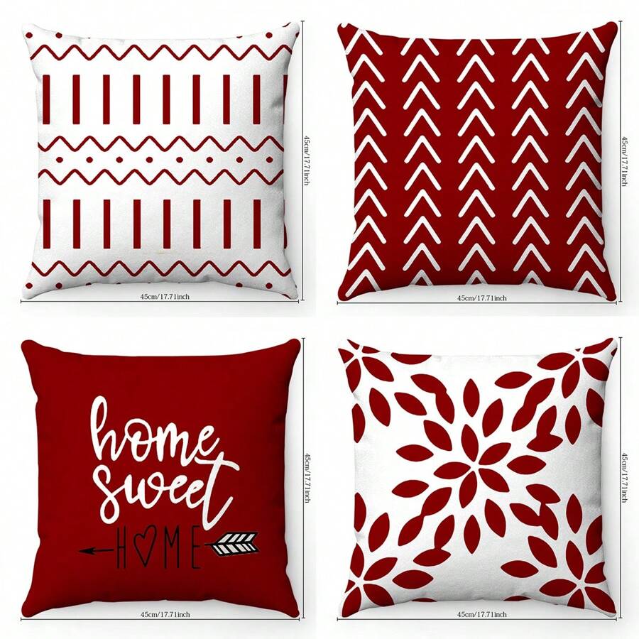 4pcs Mixed Pattern Cushion Cover Without Filler