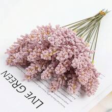 6 piezas - Flores de plástico en forma de espigas de trigo, decoración de boda y fiesta, manualidades de ramos, decoración para el hogar, decoración de jardín - Multicolor - Ver 10