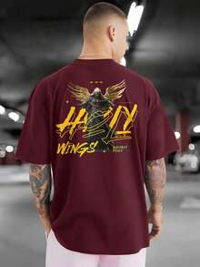GOLD WINGS 100% Cotton Front And Back Printed T-Shirt GPJ1 - Màu Tím - Xem 3