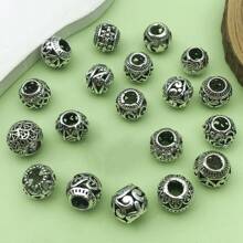 10/20 件混合古银隔珠散珠空心花丝珠合金珠隔珠适用于 DIY 项链手链珠宝制作配件 - 復古銀色 - 查看 3