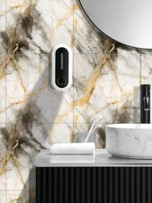 10 件/套 0.9 ㎡ 黑金大理石图案亮面瓷砖贴纸，防水防潮墙面装饰背景铝塑板即撕即贴壁纸，翻新贴纸撕开墙板，墙纸，壁纸，春季装饰用品刷新您的家，节日装饰贴纸礼物生日毕业 - 灰金色 - 查看 4