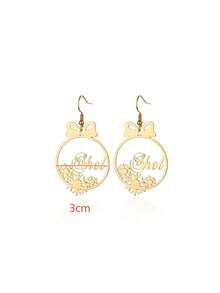 1 Cặp Bông Tai Bông Tuyết Bằng Thép Không Gỉ Đơn Giản Và Linh Hoạt Có Tên Tùy Chỉnh Phù Hợp Để Đeo Hàng Ngày, Quà Tặng Giáng Sinh, Trang Sức Cho Phụ Nữ - Vàng - Xem 6