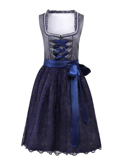 Conjunto de 2 piezas de disfraces de Oktoberfest para mujeres, vestidos de Dirndl bávaro alemán para Halloween