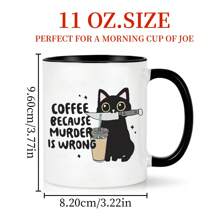 Delícia Reutilizável' - Café Porque Está Errado" - Caneca de Café Cerâmica de 325ml com Design de Gato, Reutilizável e Lavável na Máquina de Lavar Louça, Presente Perfeito para Amigos, Família e Entes Queridos de Volta às Aulas