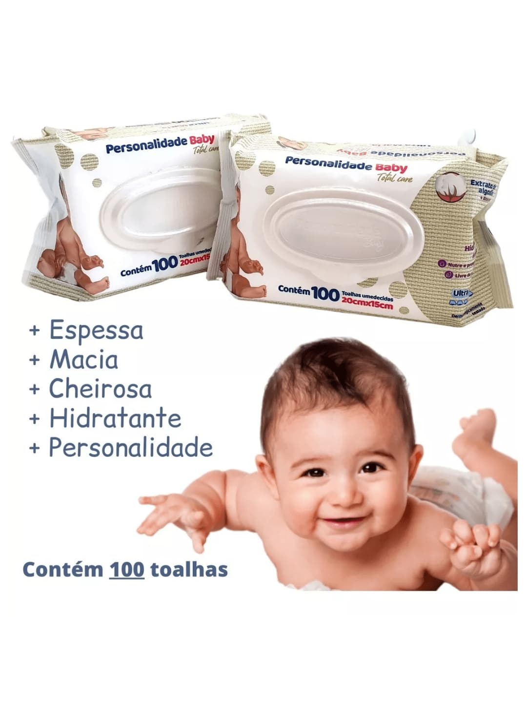 Kit 02 Pack Of Personality Wet Towels With 100 Towels Per Pack - 白色 - 查看 1