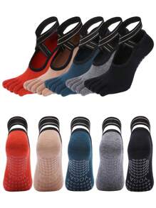 Calcetines de 5 dedos antideslizantes para mujeres para baile, entrenamiento, Pilates y yoga - Multicolor - Ver 2
