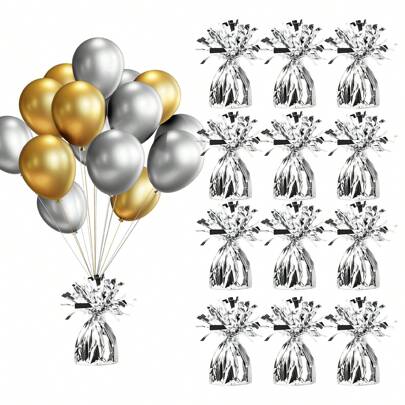 2/4个银色铝箔气球配重，加厚型气球配重，氦气球DIY配重，适用于生日派对和婚礼餐桌装饰，圣诞节