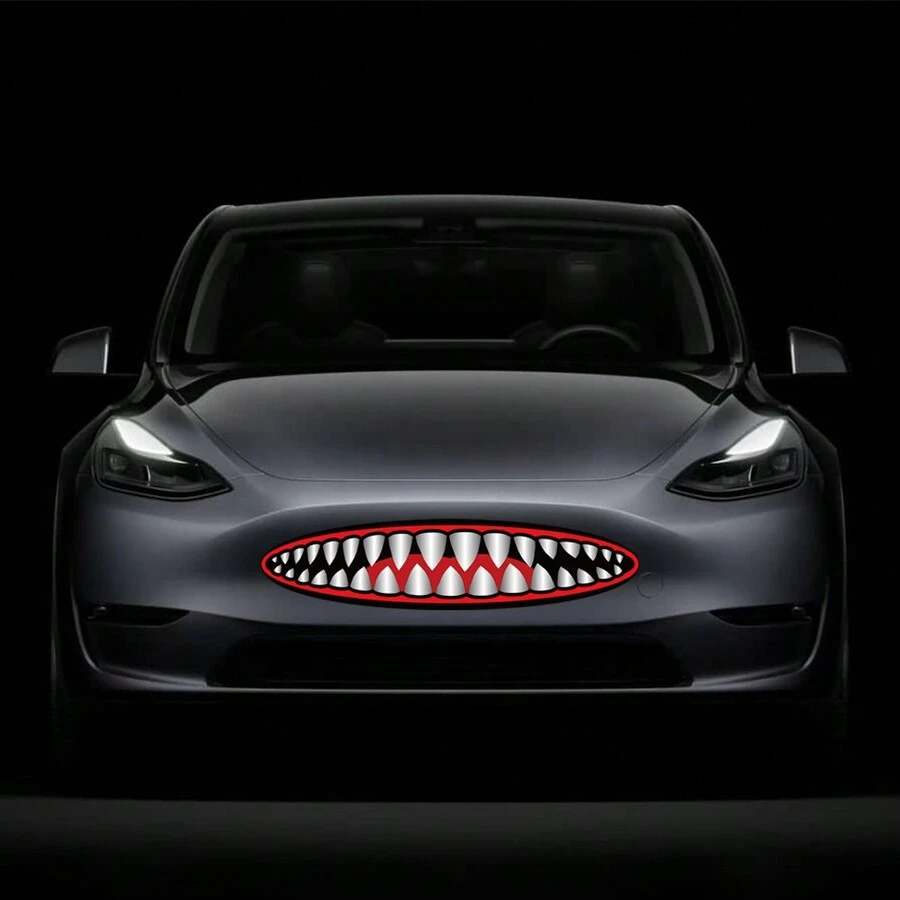 万圣节恐怖贴纸鲨鱼嘴性感嘴唇搞笑定制前保险杠汽车防水乙烯基薄膜汽车外部配件适用于 X Y S - 83.82x20.32cm/33x8inch - 查看 1