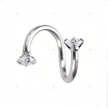 Kit 2 Piercing Twister Surgical Steel With Zirconia Round / Septril, Rook, Conch - 銀色 - 查看 4