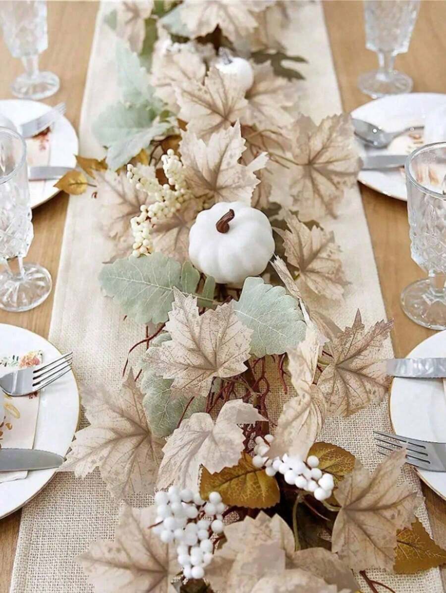 1 chiếc lá phong mùa thu, bí ngô, quả mọng và vòng hoa trang trí, cho Lễ Tạ ơn, Giáng sinh, trang trí trang trại, thích hợp cho lò sưởi, tường, cầu thang, trong nhà và ngoài trời - Nhiều màu - Xem 1