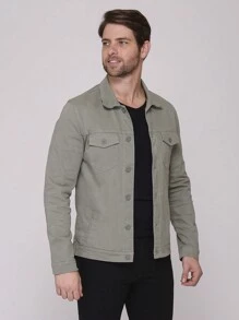 Men's Casual Comfort Elastane Twill Jacket 7923 - Light Grey - View 1