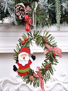 1 件圣诞饰品，圣诞花环装饰，雪人，驯鹿，圆形 PVC 挂饰，圣诞树松果吊坠（颜色可能略有不同） - 彩色 - 查看 4