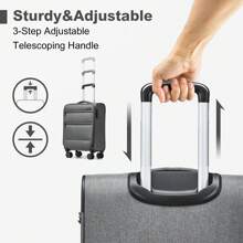 20 英寸轻便随身携带软质行李箱，带 TSA Lock 笔记本电脑隔层和 4 个旋转轮，商务旅行行李箱，男女皆宜，手提箱，耐用旅行行李箱 - 灰色 - 查看 6