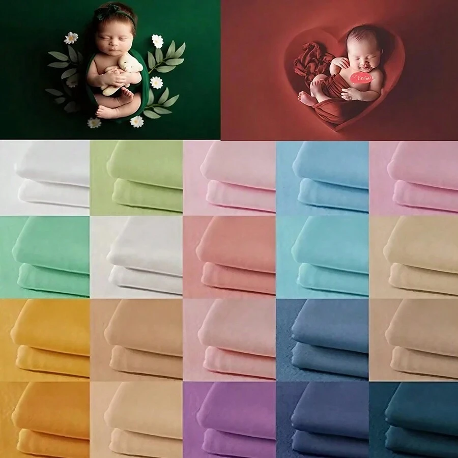 2 件套 150*170 厘米新生儿摄影道具毯子包裹套装可拉伸牛奶面料纯色相框背景旅行尺寸拍摄工作室配件婴儿洗礼家庭装饰礼物婴儿洗礼复活节礼物适合女孩/男孩的物品 - 多 - 查看 1