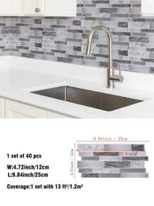 SUPSTICKER 40 件大理石纹理风格厨房装饰，防水防油易清洁耐高温可剥离粘贴，可用于客厅卧室装饰、厨房和浴室改造翻新装饰，4.72 * 9.84 英寸，贴纸，墙贴花，乙烯基贴花用于家居装饰，春季装饰物品让您的家焕然一新，拉玛装饰贴纸礼物生日毕业