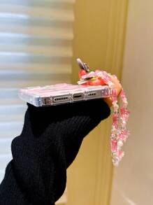 Cute Heart Illustration Shockproof Phone Case Compatible With Apple , With Butterfly Lanyard, Fashionable Design Compatible With Iphone 14 Pro Max, 13, 12/12 Pro, 11, Suitable For Girlfriends - Clear - View 3