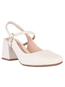 Women's Mary Jane Doll Shoe Romantic Model Square Toe Geometric Heel Current Modern Munita - trắng - Xem 4