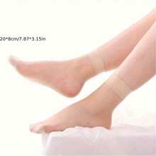 10 Pairs Women Short Stockings, Sheer Black, Breathable, Transparent Skin-Colored Anti-Snag Crystal Stockings, Suitable For Summer