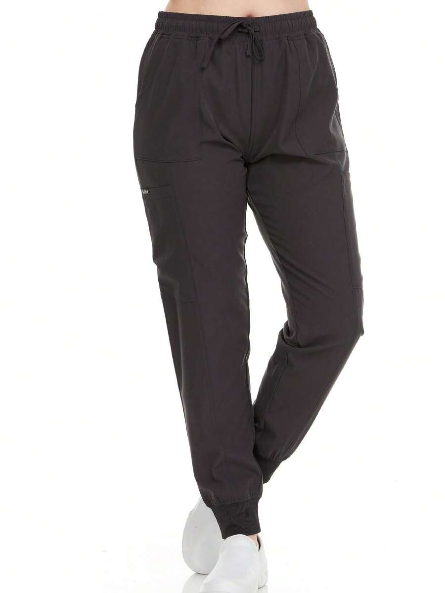 Women's Cargo Scrub Jogger Pants – 4-Way Stretch, Elastic Waist, Multiple Utility Pockets, Wrinkle-Resistant, Workwear For Nurses & Healthcare Professionals - 青灰色 - 查看 1
